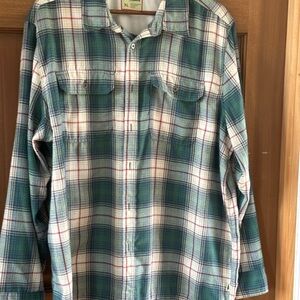 Mens teal plaid Lake & Trail Shirt XL